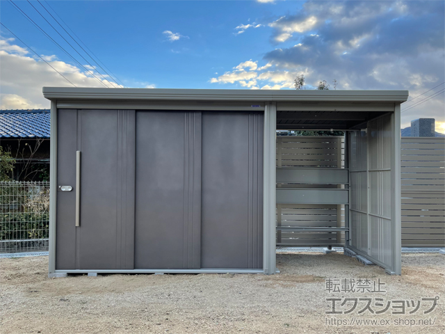 徳島県美馬市のの物置・屋外倉庫 Mr.ストックマン プラスアルファ 一般型 結露減少型 4047×1590×2110（扉側幅2532） TP-Z4015-B 施工例