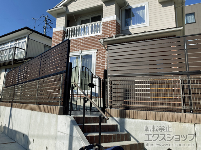 宮城県仙台市ののフェンス・柵 モクアルフェンス 横板タイプ 2段支柱 自立建て用 施工例