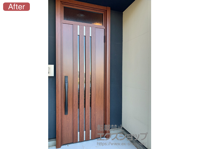 福岡県福岡市のLIXIL リクシル（トステム）の玄関ドア リシェント玄関ドア3 断熱K4仕様 片開き仕様(ランマ付)R M27型 ※タッチキー仕様(リモコンタイプ) 施工例