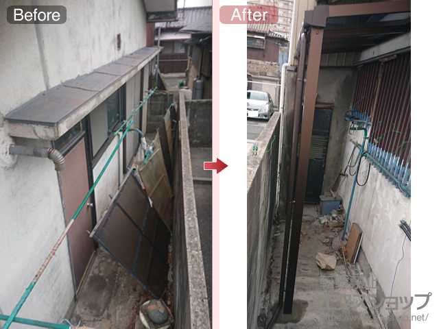 福岡県北九州市ののテラス屋根 ソラリア F型 テラスタイプ 単体 積雪〜20cm対応 施工例