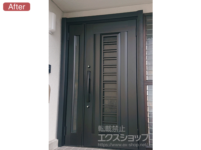 岐阜県可児市のLIXIL リクシル（トステム）の玄関ドア リシェント玄関ドア3 アルミ仕様 親子仕様(ランマ無)R C83N型 ※手動仕様 施工例