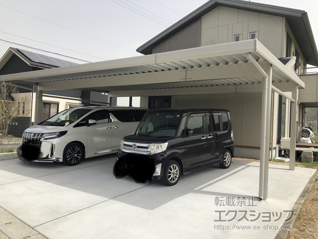 山口県下関市ののカーポート レオンポートneo 3台用 角柱4本柱 積雪〜50cm対応 施工例