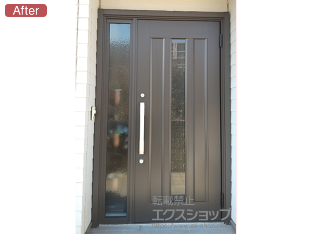 埼玉県川口市のLIXIL リクシル（トステム）の玄関ドア リシェント玄関ドア3 アルミ仕様 片袖仕様(ランマ無)R C12N型 ※手動仕様 施工例