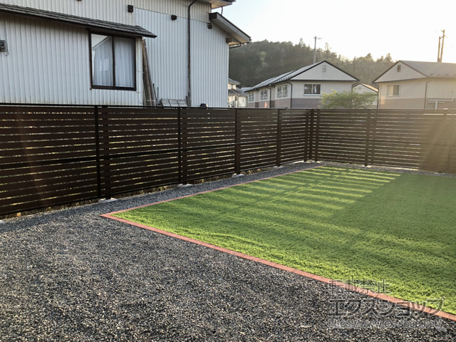 岩手県一関市ののフェンス・柵 モクアルフェンス 横板タイプ 2段支柱 自立建て用 施工例