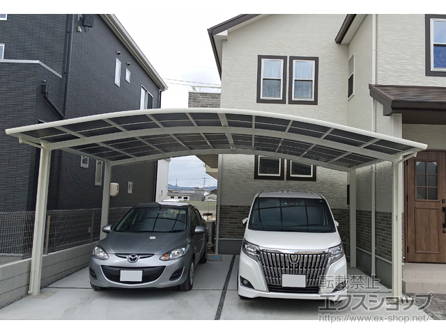 岡山県倉敷市ののカーポート ネスカR (ラウンドスタイル) ワイド 積雪〜20cm対応 施工例