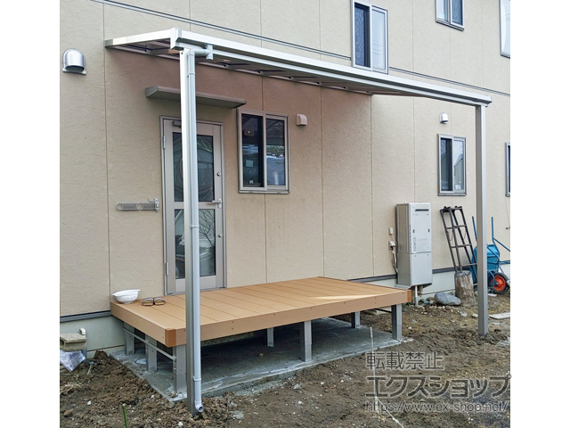 長野県上田市ののテラス屋根 ソラリア F型 1500 テラスタイプ 単体　積雪〜50cm対応 施工例
