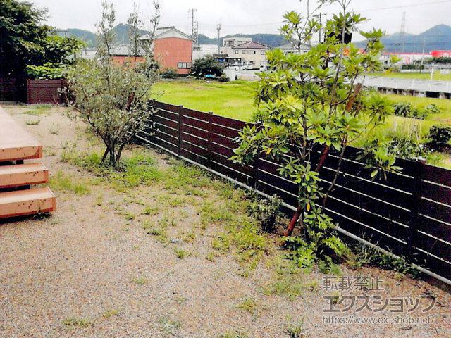 岐阜県山県市ののフェンス・柵 マイティウッド リアルウッド 横貼り6段 隙間10mm 施工例