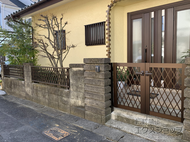 神奈川県川崎市ののフェンス・柵 シンプレオフェンス8型 ラチス格子 自由柱施工 施工例