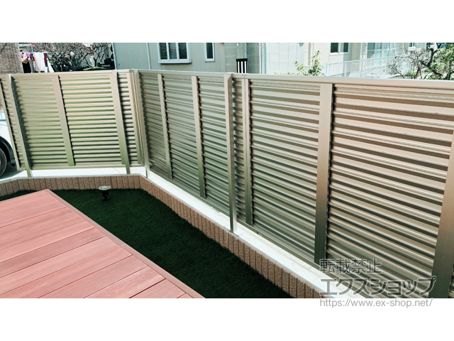 山口県岩国市ののフェンス・柵 シンプレオフェンス13型 ルーバー 自由柱施工 施工例