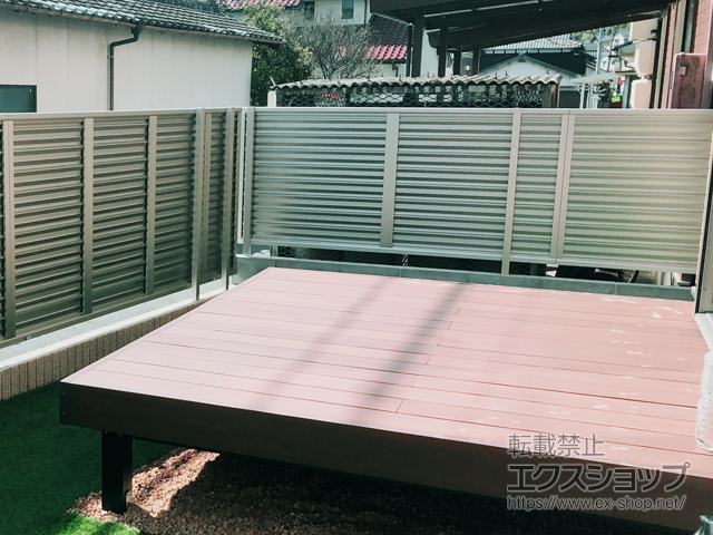 山口県岩国市ののフェンス・柵 ミエーネフェンス 目隠しルーバータイプ 自由柱施工 施工例