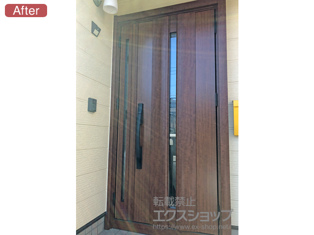 福岡県小郡市のLIXIL リクシル（トステム）の玄関ドア リシェント玄関ドア3 断熱K4仕様 親子仕様(ランマ無)R G12型 ※タッチキー仕様(リモコンタイプ) 施工例