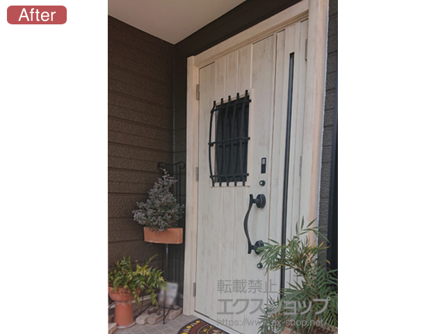 愛知県一宮市のLIXIL リクシル（トステム）の玄関ドア リシェント玄関ドア3 断熱K4仕様 親子仕様(ランマ無)L D44型 施工例