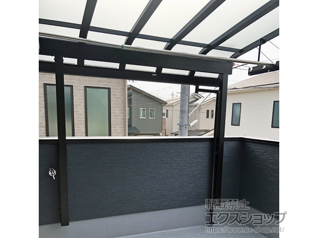 京都府城陽市のLIXIL リクシル（トステム）のバルコニー・ベランダ屋根 パワーアルファ RB型 屋根タイプ 単体 積雪〜30cm対応 施工例
