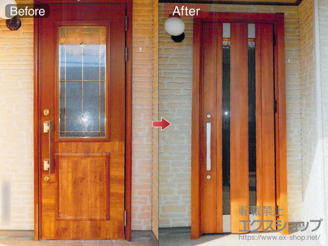 広島県廿日市市のLIXIL リクシル（トステム）の玄関ドア リシェント玄関ドア3 アルミ仕様 手動 片開き仕様(ランマ無)R C14N型 施工例