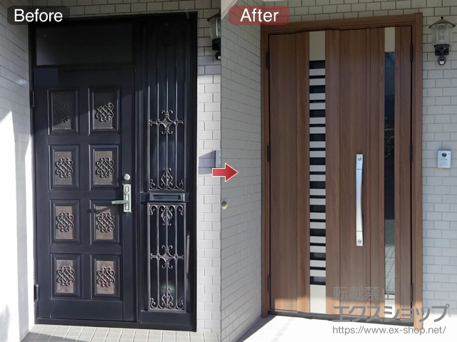 山口県宇部市のLIXIL リクシル（トステム）の玄関ドア リシェント玄関ドア3 断熱K4仕様 手動 親子仕様(ランマ無)L G82型 施工例