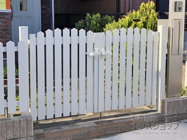 愛知県愛知郡東郷町のの門扉 シンプレオ門扉A1型 アメリカン 両開き 門柱使用 施工例