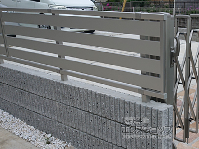 神奈川県平塚市ののフェンス・柵 シンプレオフェンスSY1型 横スリット 自由柱施工 施工例