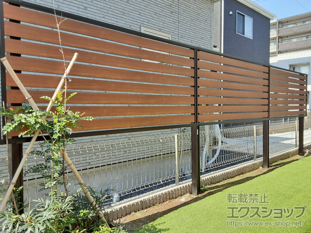 千葉県柏市ののフェンス・柵 モクアルフェンス 横板タイプ 2段支柱施工 施工例