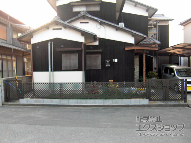 愛媛県松山市のの門扉、フェンス・柵 ライシスフェンス 11型 ラチス格子　自由柱施工 施工例