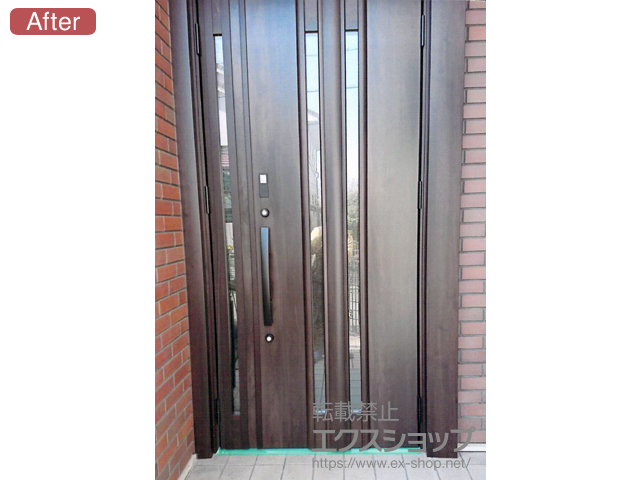 奈良県大和郡山市のLIXIL リクシル（トステム）の玄関ドア リシェント玄関ドア3 断熱K4仕様 親子仕様(ランマ無)R G15型 ※タッチキー仕様(リモコンタイプ) 施工例