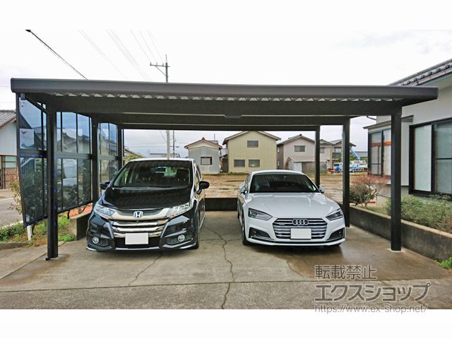 石川県小松市ののカーポート ジーポートneo Bタイプ 2台用 角柱6本柱 積雪〜100cm対応 施工例