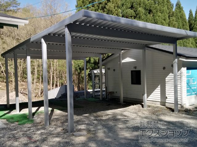 岡山県真庭市ののカーポート ジーポートneo Aタイプ 2台用 角柱4本柱 積雪〜150cm対応 施工例