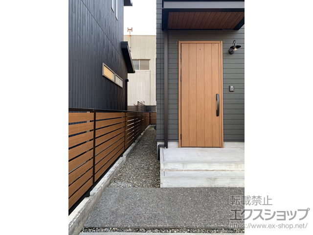 大分県大分市ののフェンス・柵 モクアルフェンス 横板タイプ 自由柱施工 施工例