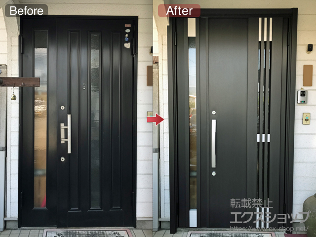 山梨県山梨市のLIXIL リクシル（トステム）の玄関ドア リシェント玄関ドア3 断熱K4仕様 手動 親子仕様(ランマ無)R M83型 施工例