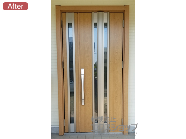 鹿児島県薩摩川内市のLIXIL リクシル（トステム）の玄関ドア リシェント玄関ドア3 断熱K4仕様 親子仕様(ランマ無)R G77型 ※タッチキー仕様(キー付リモコン) 施工例