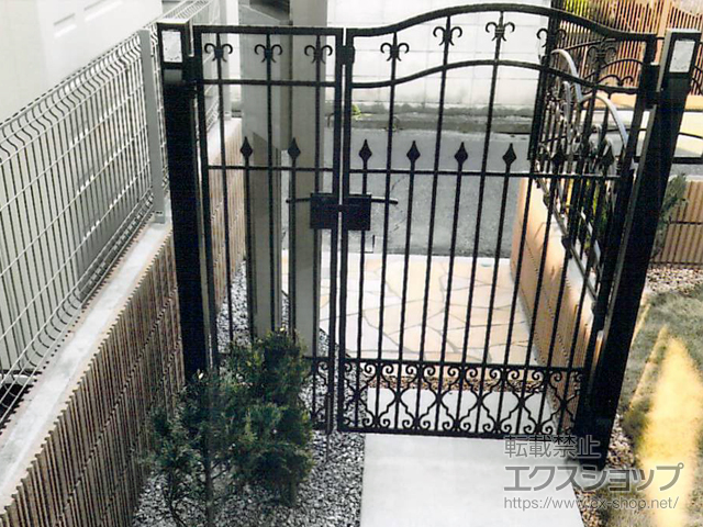 東京都小金井市のの門扉 ブルーム門扉 8型 両開き親子 柱仕様 施工例