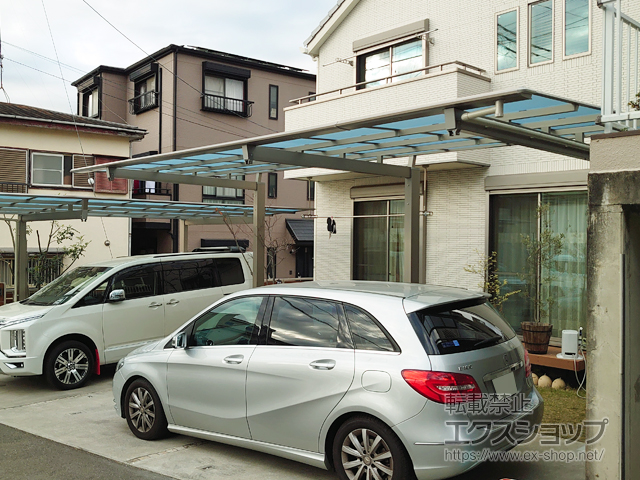 神奈川県海老名市ののカーポート ニューマイリッシュ 延長 逆勾配 前下がり 積雪〜20cm対応 施工例