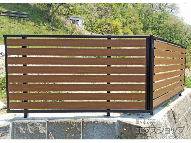 福島県いわき市ののフェンス・柵 モクアルフェンス 横板タイプ 自由柱 施工例