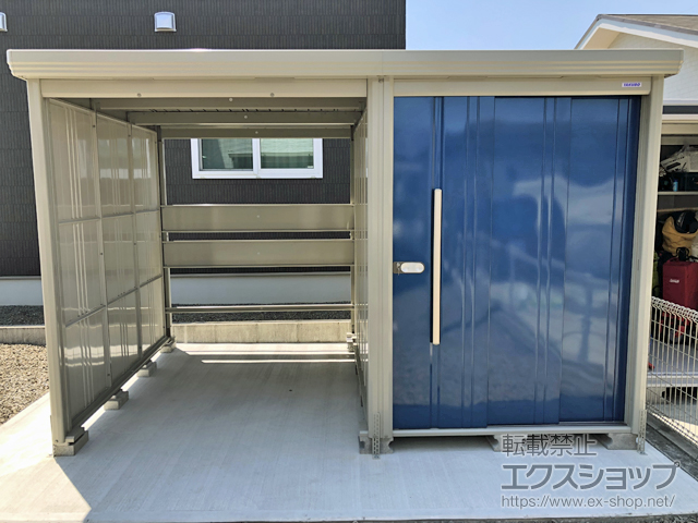 宮崎県北諸県郡三股町のの物置・屋外倉庫 Mr.ストックマン プラスアルファ 一般型 3347×2290×2110（TP-33R22） TP-33R22-DB 施工例