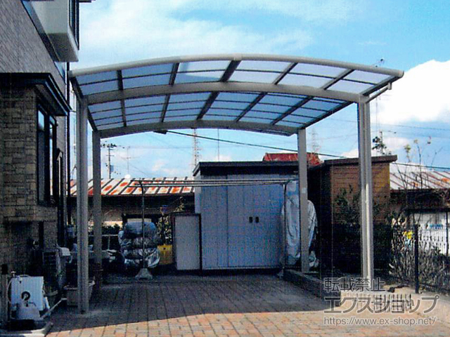 福島県郡山市ののカーポート ネスカR (ラウンドスタイル) ワイド 積雪〜20cm対応 施工例