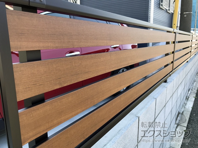 埼玉県川越市ののフェンス・柵 モクアルフェンス 横板タイプ 自由柱施工 施工例