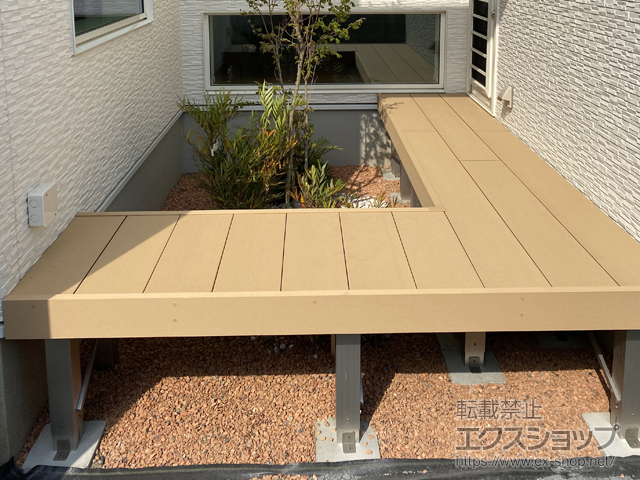 宮城県登米市ののウッドデッキ リウッドデッキ 200 ※L字 施工例