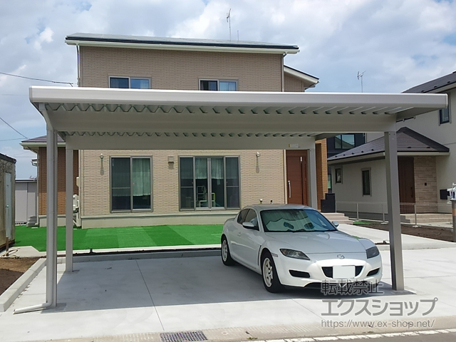 青森県三沢市ののカーポート ジーポートneo Aタイプ 2台用 角柱4本柱 積雪〜100cm対応 施工例