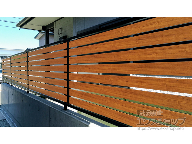 宮城県仙台市ののフェンス・柵 モクアルフェンス 横板タイプ 自由柱施工 施工例