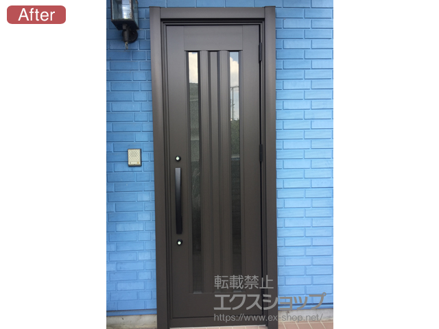 福島県郡山市のLIXIL リクシル（トステム）の玄関ドア リシェント玄関ドア3 アルミ仕様 手動 片開き仕様(ランマ無)R C16N型 施工例