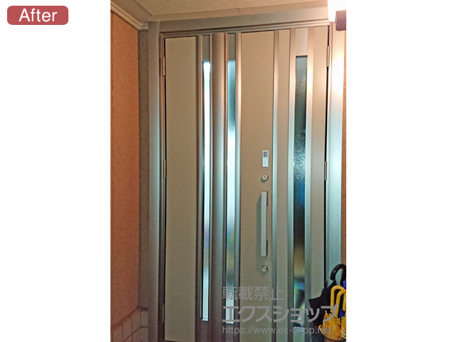 滋賀県湖南市のLIXIL リクシル（トステム）の玄関ドア リシェント玄関ドア3 断熱K4仕様 親子仕様(ランマ無)L G77型 ※カザスプラス仕様 施工例