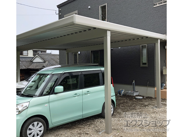 鹿児島県指宿市ののカーポート レオンポートneo 2台用 角柱4本柱 積雪〜50cm対応 施工例