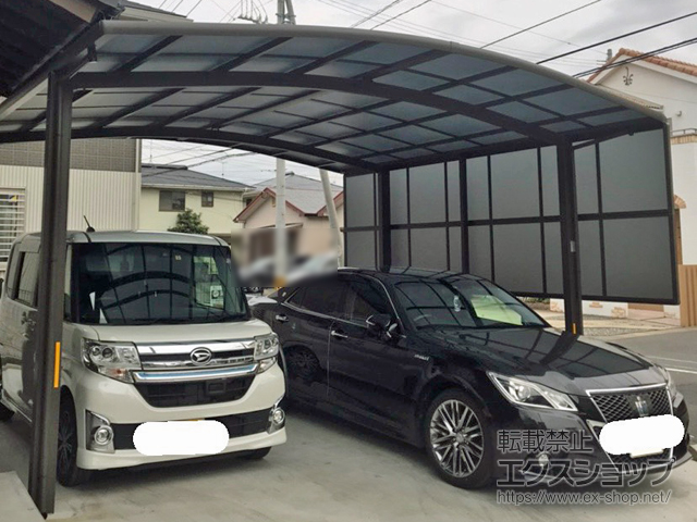 長崎県大村市ののカーポート フーゴR (ラウンドスタイル) ワイド 積雪〜20cm対応 施工例