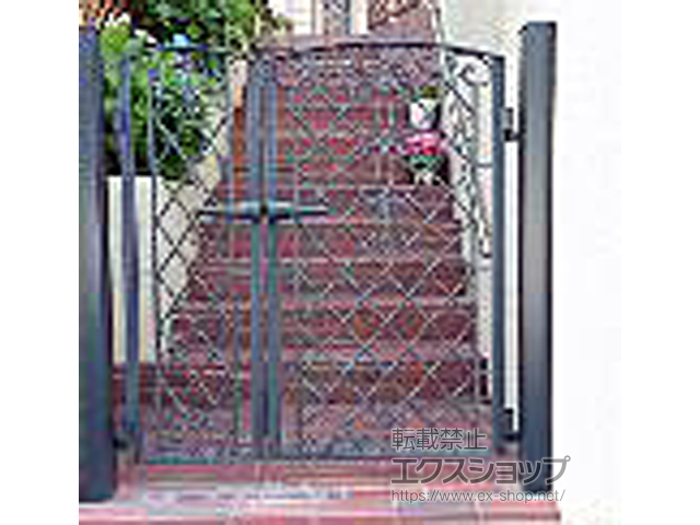 兵庫県神戸市のの門扉 キャスリート1型 両開き親子 門柱タイプ 施工例