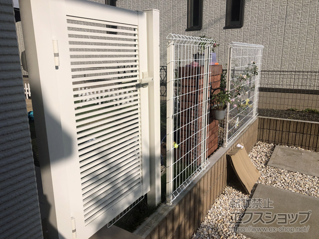 千葉県白井市のの門扉 シンプレオ門扉1型 横格子 片開き 埋込金具使用 施工例