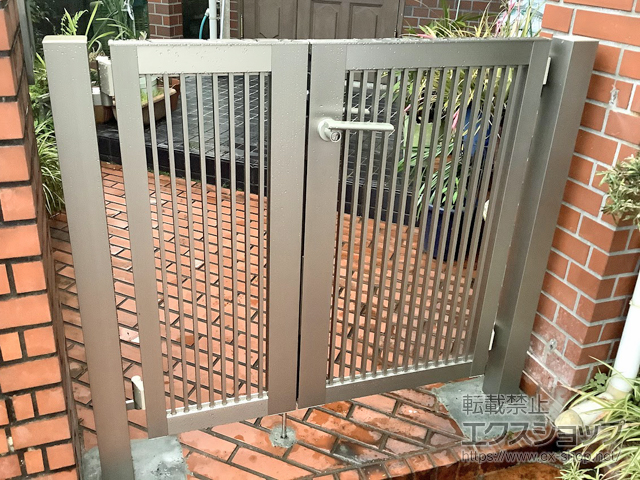 熊本県八代市のの門扉 開き門扉AB TR2型 親子開き 施工例
