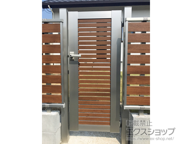 熊本県八代市のの門扉 ルシアス門扉CS04型 横格子 片開き 複合カラー 施工例
