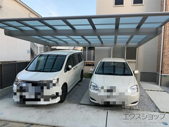 福岡県糟屋郡新宮町のYKKAPのカーポート エフルージュツインEX FIRST 後方支持タイプ 積雪～20cm対応 施工例