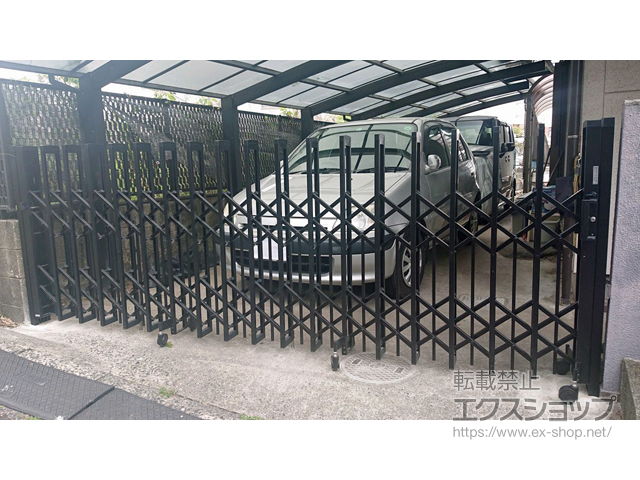 福岡県北九州市ののカーゲート トリップゲートII P型 ペットガード付き ノンレール 片開き 35S 施工例