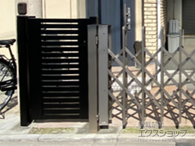 大阪府藤井寺市のの門扉 エクモアX7型 横スリット 片開き 施工例
