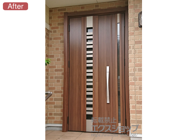 京都府宇治市のLIXIL リクシル（トステム）の玄関ドア リシェント玄関ドア3 断熱K4仕様 親子仕様(ランマ無)L G82型 ※タッチキー仕様(リモコンタイプ) 施工例